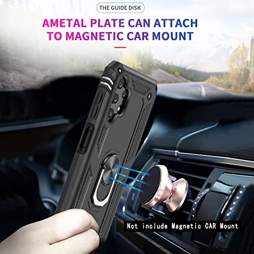 LeYi for Samsung A13 4G Case (Not Fit A13 5G), Galaxy A13 4G Case with [2 Pack] Tempered Glass Screen Protectors, [Military-Grade] Magnetic Ring Kickstand Phone Case for Samsung Galaxy A13 4G, Black