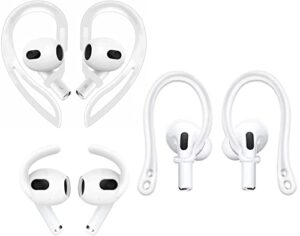 alxcd ear hooks compatible with airpods 3 3rd gen, anti-slip adjustable soft tpu earhook, silicon ear tips hook, silicon ear hook, compatible with airpods 3, 3 in 1 white