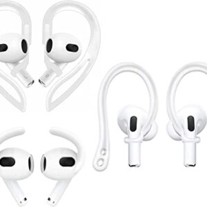 ALXCD Ear Hooks Compatible with AirPods 3 3rd Gen, Anti-Slip Adjustable Soft TPU Earhook, Silicon Ear Tips Hook, Silicon Ear Hook, Compatible with AirPods 3, 3 in 1 White