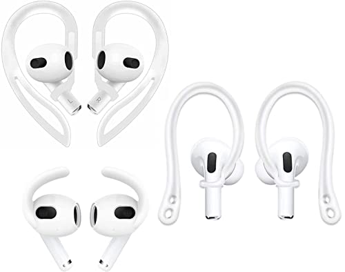 ALXCD Ear Hooks Compatible with AirPods 3 3rd Gen, Anti-Slip Adjustable Soft TPU Earhook, Silicon Ear Tips Hook, Silicon Ear Hook, Compatible with AirPods 3, 3 in 1 White