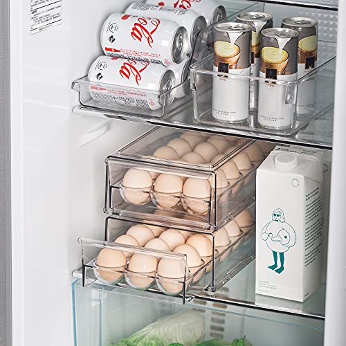 Ettori Egg Container for Refrigerator and 4 Pack Can Organizer for Pantry