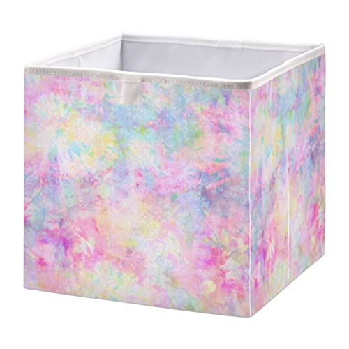 Florals Tie Dye Storage Baskets for Shelves Foldable Collapsible Storage Box Bins with Closet Organizers Cubes Decorative for Pantry Organizing Shelf Nursery Home Closet,11 x 11inch