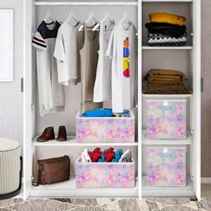 Florals Tie Dye Storage Baskets for Shelves Foldable Collapsible Storage Box Bins with Closet Organizers Cubes Decorative for Pantry Organizing Shelf Nursery Home Closet,11 x 11inch