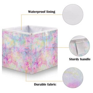 Florals Tie Dye Storage Baskets for Shelves Foldable Collapsible Storage Box Bins with Closet Organizers Cubes Decorative for Pantry Organizing Shelf Nursery Home Closet,11 x 11inch