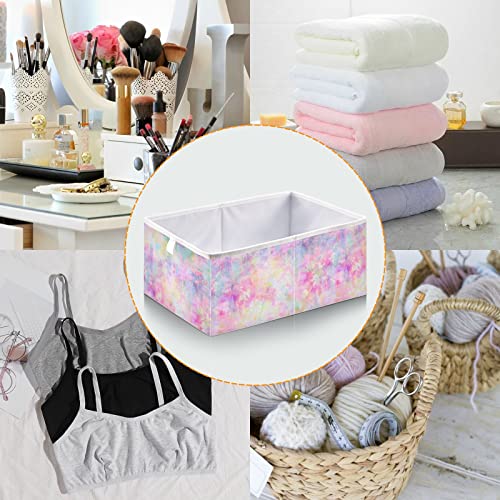 Florals Tie Dye Storage Baskets for Shelves Foldable Collapsible Storage Box Bins with Closet Organizers Cubes Decorative for Pantry Organizing Shelf Nursery Home Closet,11 x 11inch