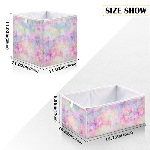 Florals Tie Dye Storage Baskets for Shelves Foldable Collapsible Storage Box Bins with Closet Organizers Cubes Decorative for Pantry Organizing Shelf Nursery Home Closet,11 x 11inch