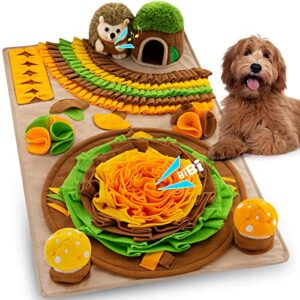 meilzer pet snuffle mat for dogs hedgehog puzzle toy large sniffing mat with squeaky mushrooms portable indoor/outdoor digging mat for foraging skills & stress relief