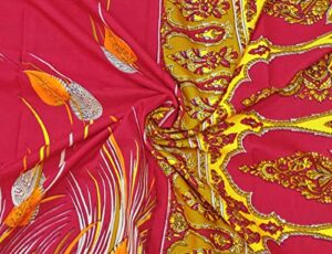 peegli indian vintage red printed textile silk blend diy fabric casual dress material