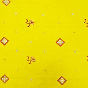 Peegli Indian Vintage Yellow Dress Material Georgette Recycled Fabric Embroidered DIY Craft Used Textile