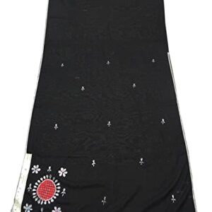 Peegli Indian Black Vintage Georgette DIY Craft Cloth Traditional Sarong Fabric Embroidered Textile