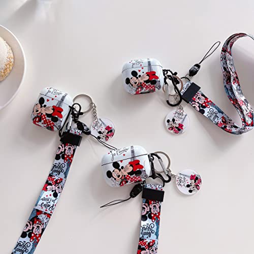 AirPods Pro Case Fancy with Mickey and Minnie Lanyard Keychain ，Personalised Anime Kiss Designed and Unique IMD Process TPU Soft AirPods Pro Case