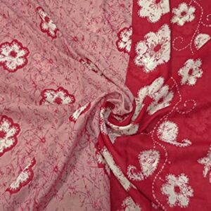 Peegli Vintage Indian Pink Georgette Art Décor DIY Fabric Casual Sarong Wrap Printed Textile