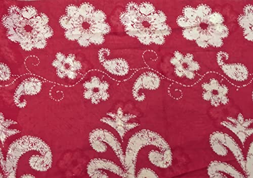 Peegli Vintage Indian Pink Georgette Art Décor DIY Fabric Casual Sarong Wrap Printed Textile