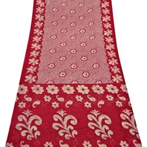 Peegli Vintage Indian Pink Georgette Art Décor DIY Fabric Casual Sarong Wrap Printed Textile