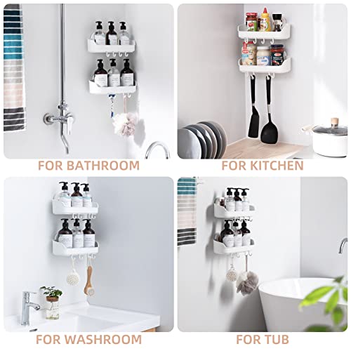 TAILINK 2 Packs Shower Caddy Suction Cup, One Push Assembly Shower Organizer No Drilling Shower Basket Powerful Shower Shelf Bathroom Storage Shampoo Holder Shower Caddy Basket Kitchen Shelf