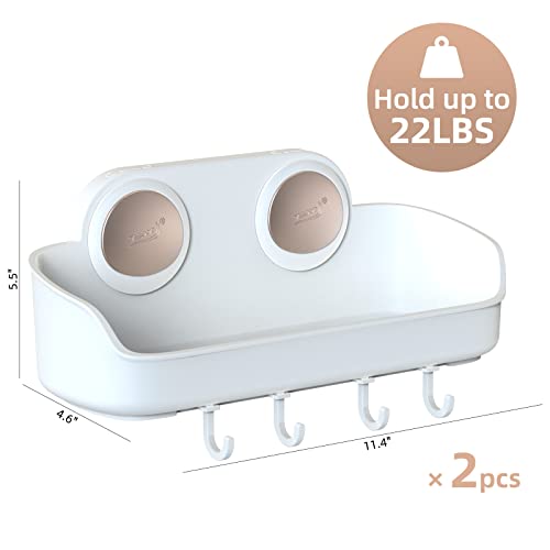 TAILINK 2 Packs Shower Caddy Suction Cup, One Push Assembly Shower Organizer No Drilling Shower Basket Powerful Shower Shelf Bathroom Storage Shampoo Holder Shower Caddy Basket Kitchen Shelf