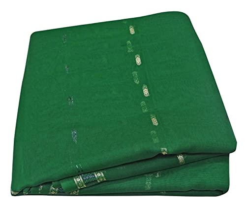 Peegli Indian Vintage Green Cloth Georgette DIY Fabric Traditional Dress Material Woven Textile