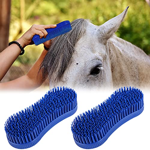 2 Pcs Silicone Horse Cleaning Grooming Brush Horse Grooming Brush Equestrian Massage Tool for Horse Grooming Care