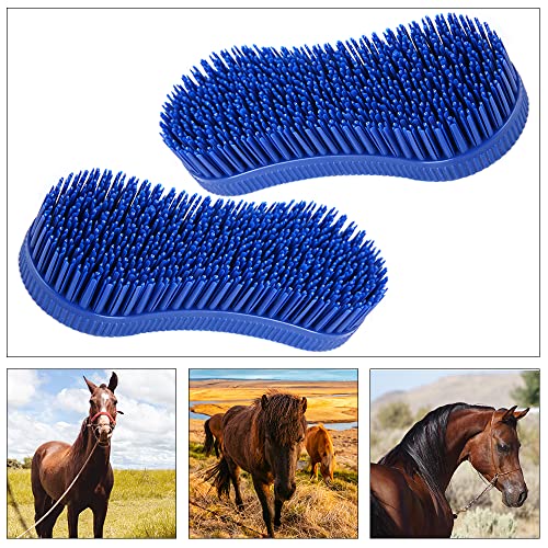 2 Pcs Silicone Horse Cleaning Grooming Brush Horse Grooming Brush Equestrian Massage Tool for Horse Grooming Care