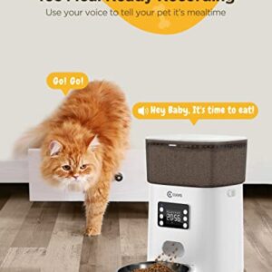 Ciays Automatic Cat Feeders, 4L Cat Food Dispenser Up to 20 Portions 6 Meals Per Day, Pet Dry Food Dispenser with Distribution Alarms for Small Medium Cats Dogs, White