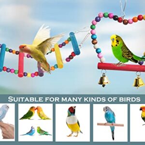 MEWCOOSS 16 PCS Bird Parakeet Toys-Colorful Birds Parrot Swing Chewing Toys-Bird Cage Toys for Parakeets, Conure, Cockatiel, Love Birds and Other Small Birds