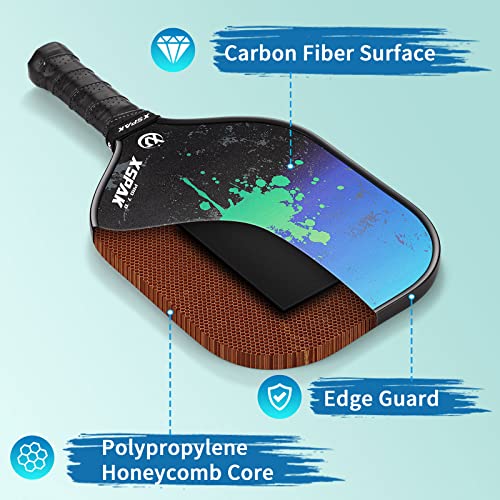 XS XSPAK Pickleball Paddles, Carbon Fiber Surface, Polymer Honeycomb Core, Soft Cushion Grips, Pickleball Set of 2 with 4 Balls and 1 Pickleball Bag