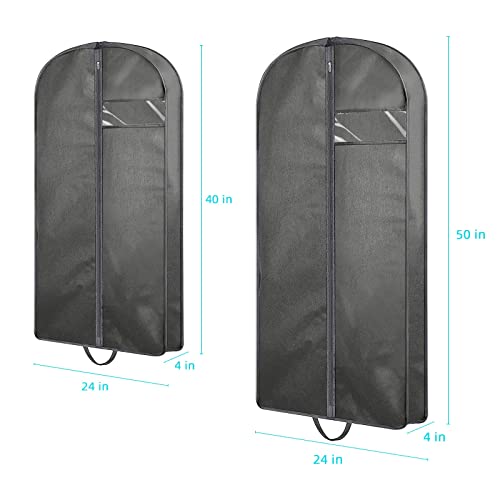 VIVUCY 40"/50 "garment bags for Closet Storage(2pcs40"+2pcs50")Garment Bags for Hanging Clothes, Suit Bags for Men Travel with Handles Garment Bags For Storage to Suit Jacket Shirt Coat Dresses