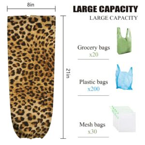 WAWEKMUZ Cute Plastic Bag Holder,Brown Leopard,Grocery Bags Dispenser,Shopping Bag Organizer,Gifts for Kitchen Decor