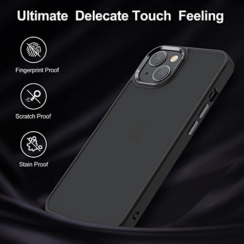 Shockproof Phone Case ,Compatible for iPhone 13 Case, 4FT Military Drop Protection Translucent Matte Hard Back with Soft Edge Airbag Protective Phone Cases for iPhone 13 6.1 inch 2021 (Black)