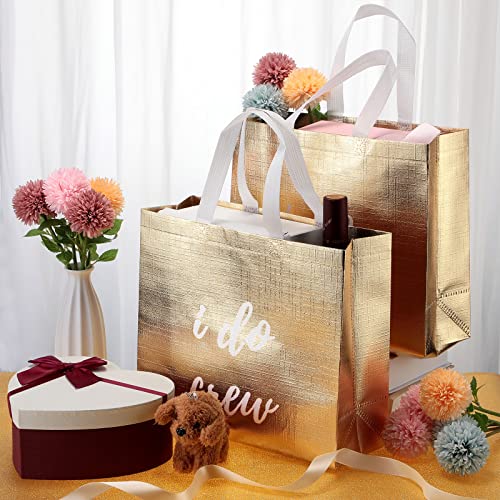 CHENGU 8 Pieces Bridesmaid, I Do Crew Bachelorette Bags for Wedding Day Bachelorette Party Bridal Party Favor Team Bride Bridal Shower Gift Bag(Gold)