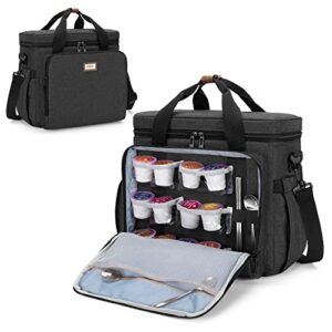 curmio coffee maker travel bag compatible with keurig k-mini or k-mini plus, single serve coffee brewer carrying case with multiple pockets for k-cup pods, travel mugs, black (bag only, patent design)