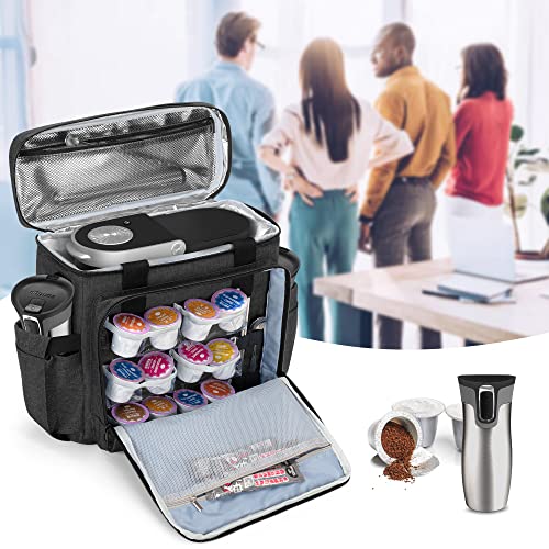 CURMIO Coffee Maker Travel Bag Compatible with Keurig K-Mini or K-Mini Plus, Single Serve Coffee Brewer Carrying Case with Multiple Pockets for K-Cup Pods, Travel Mugs, Black (Bag Only, Patent Design)