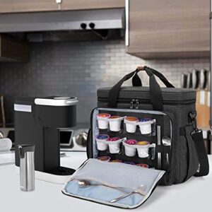 CURMIO Coffee Maker Travel Bag Compatible with Keurig K-Mini or K-Mini Plus, Single Serve Coffee Brewer Carrying Case with Multiple Pockets for K-Cup Pods, Travel Mugs, Black (Bag Only, Patent Design)