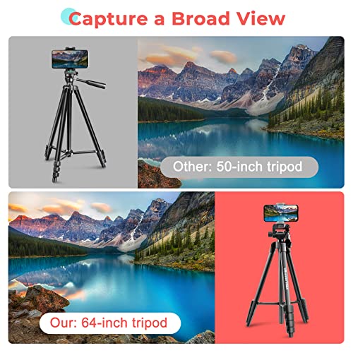 UBeesize 64" Phone Tripod, Extendable iPad Tripod Stand with Remote and Phone Holder, Lightweight Camera Tripod for Selfie, Video Recording, Live Streaming, Compatible with Cell Phone/Camera/Tablet