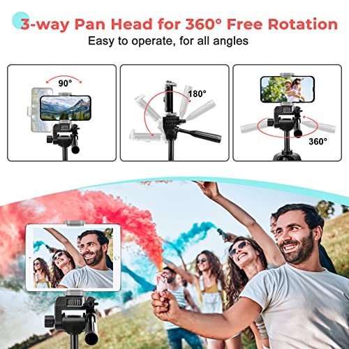 UBeesize 64" Phone Tripod, Extendable iPad Tripod Stand with Remote and Phone Holder, Lightweight Camera Tripod for Selfie, Video Recording, Live Streaming, Compatible with Cell Phone/Camera/Tablet