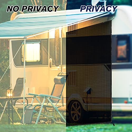 PAULINN RV Awning Side Sunshade Screen 9' X 7', Black Mesh Screen for UV Blocker and Privacy, Complete Camper Awning Side Shade Screen Kit for Motorhome Camping Trailer Canopy