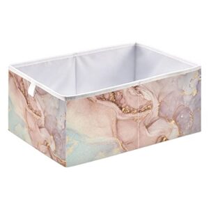 Kigai Rose Gold Marble Cube Storage Bin Collapsible Nursery Storage Toys Box Bin for Home Closet Shelf Office Bedroom, 11 x 11 x 11 Inch