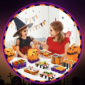 60 Pieces Halloween Paper Food Trays Nacho Trays Halloween Treat Snack Candy Holder Trays Disposable Serving Trays for Halloween Decorations Trick or Treat Party Supplies