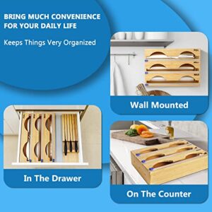 Foil and Wrap Organizer, AOMOTA Plastic wrap Dispenser with Cutter for Kitchen Storage, Aluminum foil Organizer for Pantry Organization and Storage, Storage and Organization