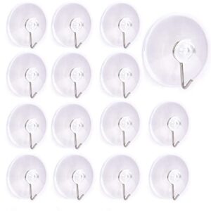 suction cup hooks (50 pack), 45mm clear pvc suction cups with metal hooks heavy duty removable large wall hooks for kitchen bathroom shower hanging organizer supplies