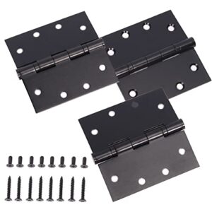 black heavy duty commercial door hinge with silent steel plain bearing, 4.5 inch x 4.5 inch, thickness 3 mm stainless steel，super bearing capacity（3 pack）
