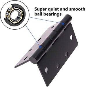 Black Heavy Duty Commercial Door Hinge with Silent Steel Plain Bearing, 4.5 inch X 4.5 inch, Thickness 3 mm Stainless Steel，Super Bearing Capacity（3 Pack）