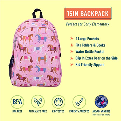 Wildkin 15 Inch Kids Backpack Bundle with Lunch Bag (Horses)