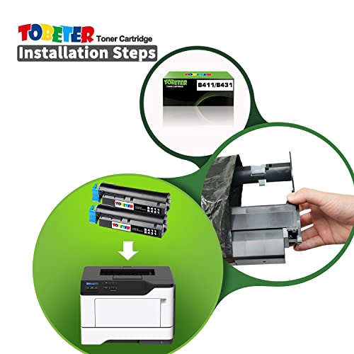 ToBeter B411/B431 44574701 Compatible Toner Cartridge Replacement for OKI Okidata b411 b411d b411f b411dn b431d b431dn mb491 mb461 mb471 mb471w Printer(2 Pack, Black)