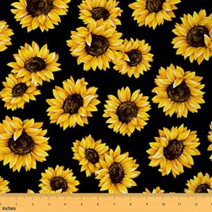 sunflower fabric by the yard 3d floral upholstery fabric yellow flowers indoor outdoor fabric botanical floral print girly romantic decorative fabric for kids girls women diy sewing 1 yard