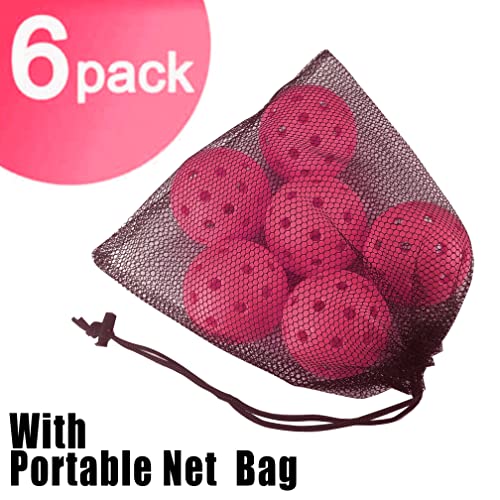 Vvinca Pickleballs 6 Pack Pickleball-Balls Meet USAPA Requirement 40 Holes Outdoor-Pickleballs, Double Tone Luminous Green Blue Pink Tangerine Yellow