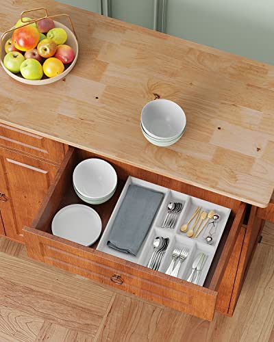 Qsun Kitchen Island with Drop Leaf and Storage, on Wheels Two Drawers, Large Storage Cabinet, Towel Rack Spice Cart Brown