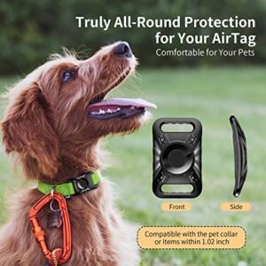 [2Pack] Waterproof Airtag Dog Collar Holder, Wear-Resistant Anti-Scratch Protective Airtag Holder Case Compatible with Pet Collar GPS Pet Trackers for Dogs Big Cats Backpack Strap etc