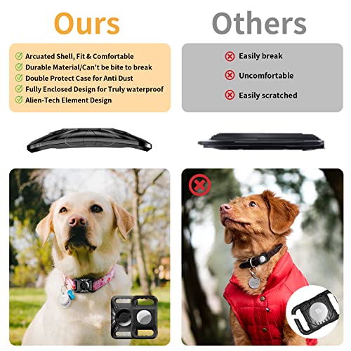 [2Pack] Waterproof Airtag Dog Collar Holder, Wear-Resistant Anti-Scratch Protective Airtag Holder Case Compatible with Pet Collar GPS Pet Trackers for Dogs Big Cats Backpack Strap etc