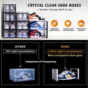 AOTENG STAR Clear Shoe Boxes Plastic Stackable,Shoe Storage Box Closet Shoes Organizer Display Case,12 PACK Breathable Foldable Shoe Containers with Lids,Real Clear Storage Box for Men Women's